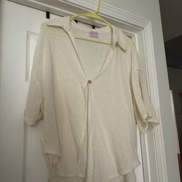 Urban Outfitters Tops - UO Cream Button-Up Knit Top Size Medium NWOT